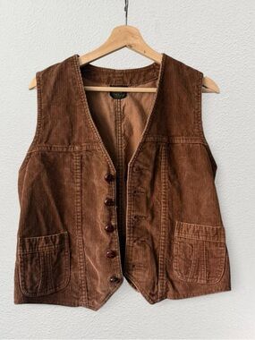Vintage Brown Corduroy Button Front Vest